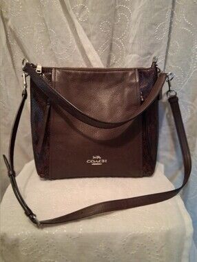 Coach Marlon Oxblood Pebbled Leather Crossbody Hobo with Silver Logo